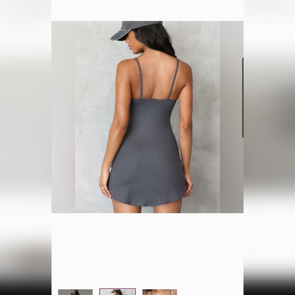 - M/l - Joah Brown Slip Dress Smoke Rib
